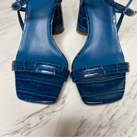 New! Sam Edelman Kit Blue Crocodile Faux Leather Heeled Sandal 7M - Picture 10 of 14